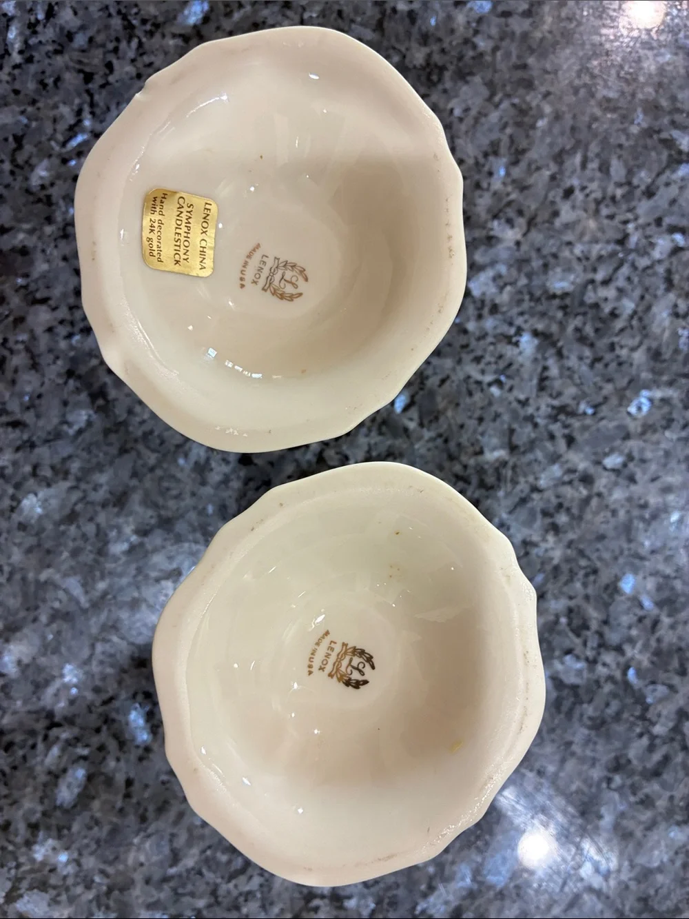 Lenox Symphony  Candle Holders with Gold Trim - Pair